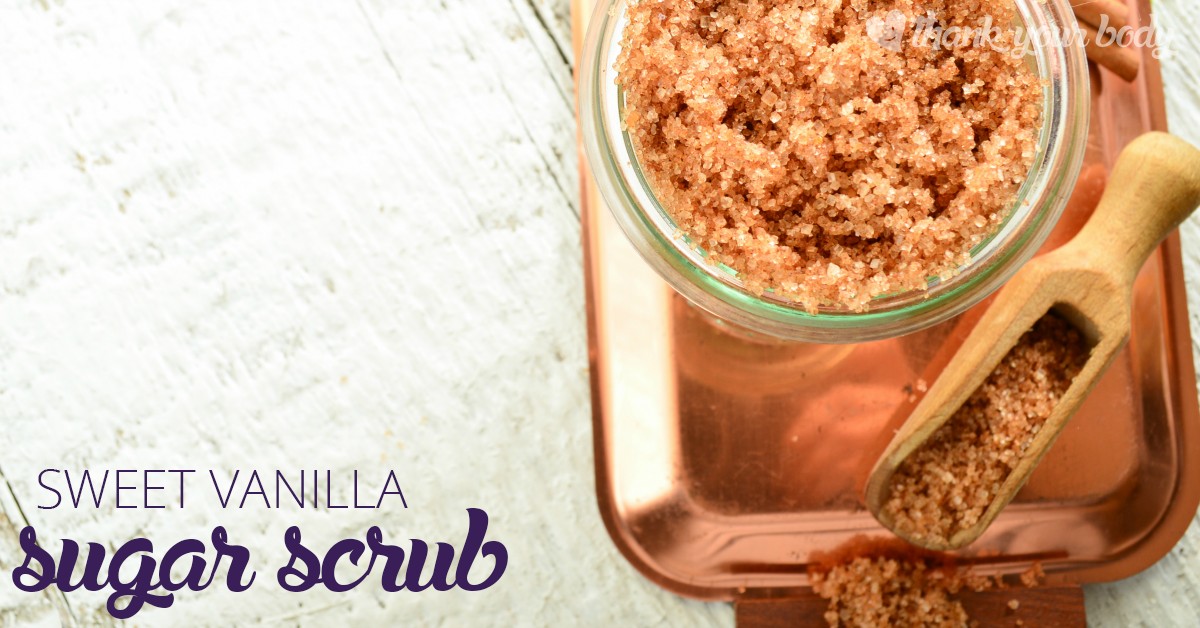 This homemade sweet vanilla sugar scrub is so simple to make and so luxurious. You're skin will feel awesome.