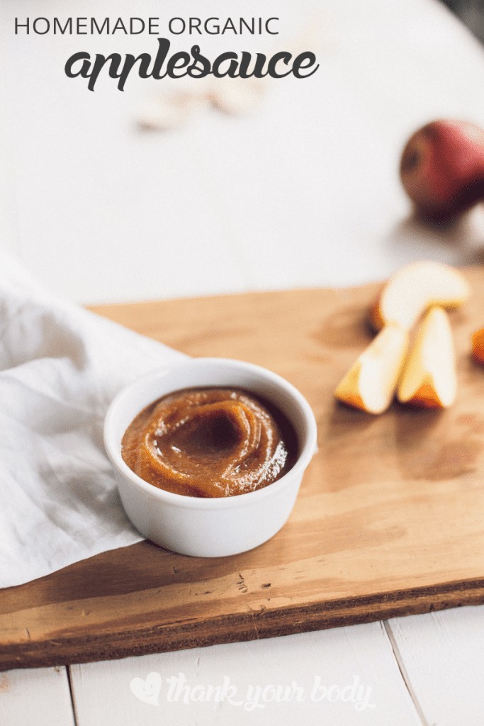 Make your own all-natural, organic applesauce! One simple ingredient: Apples. So good and so easy!