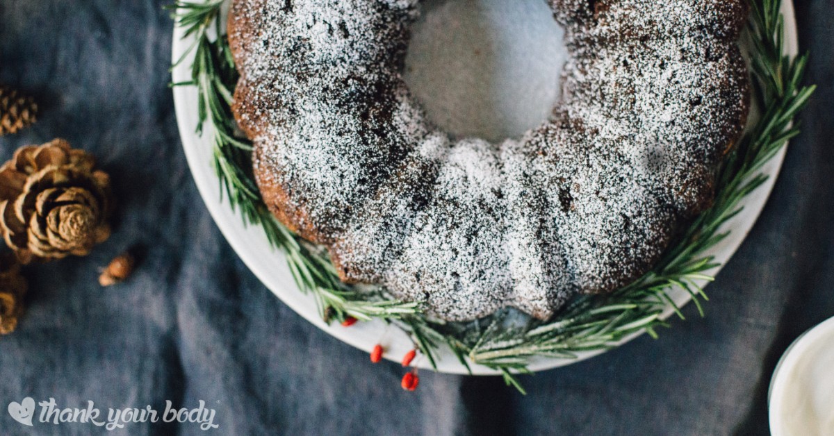 Gingerbread with honey nutmeg whipped cream! Fresh ginger, molasses and applesauce make this cake as healthy as it is delicious. A perfect Winter treat!