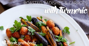 Try these easy Roasted Radishes and Carrots with Turmeric, lemon juice, and grape seed oil. A unique side dish! Radishes aren't just for salads anymore.