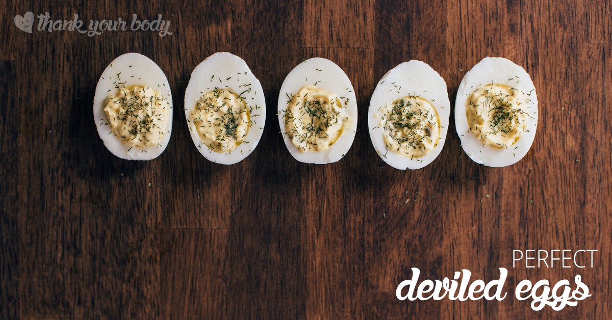 Perfect deviled eggs are easy to make, and an excellent source of protein. They are also a pretty appetizer or snack, dressing up your table!