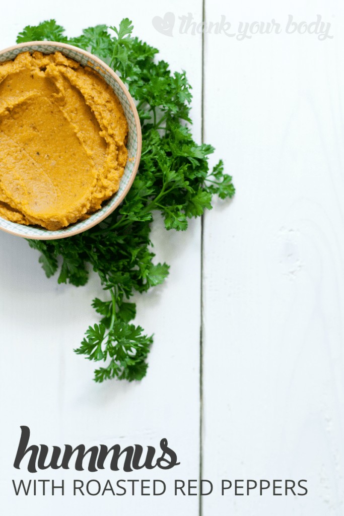 Tasty hummus with Greek olives and roasted red peppers is easy to make, and full of fiber, protein and iron. A delicious powerhouse of nutrients on a chip!