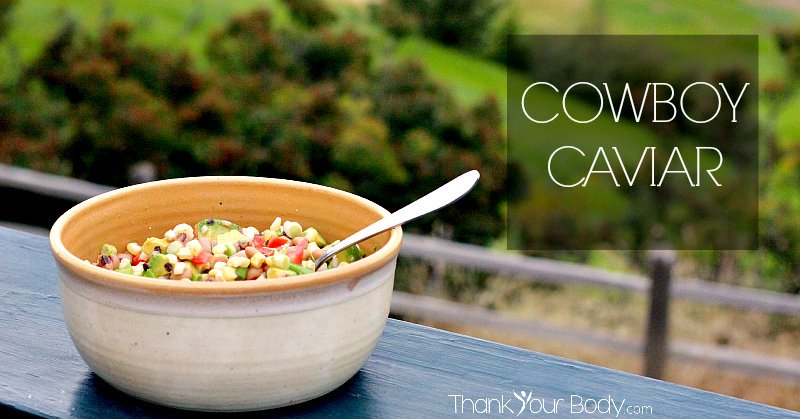 Cowboy Caviar: A delicious medley of avocado, fresh tomato, corn and black eyed peas!