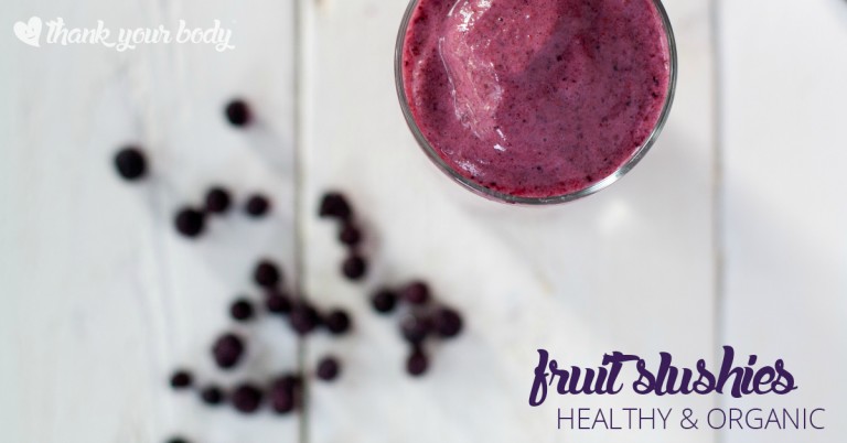 Make homemade fruit slushies with organic fresh fruit! Recipes for Mango Berry, Watermelon Mint, and Blueberry Lime. Simple, healthy, and so refreshing!