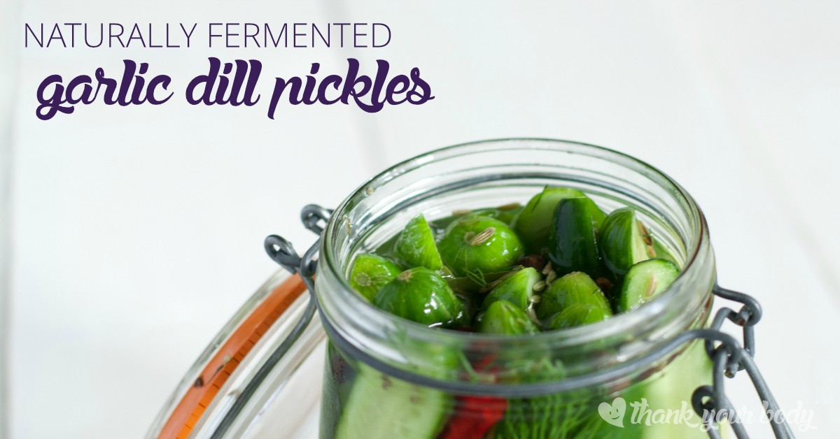 It's easy to make naturally fermented garlic dill pickles! Skip the hot stove and keep all the cucumber's nutrients plus healthy probiotics. Delicious!