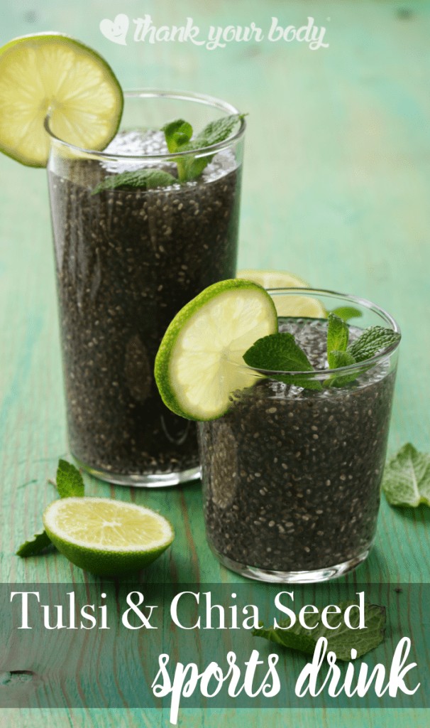 The adaptogenic properties of Holy Basil and energizing Chia Seeds are perfect to replenish your body. Try this homemade sports drink recipe today.