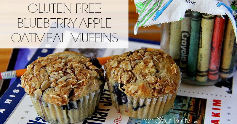 These gluten free blueberry apple oatmeal muffins have a moist, tender crumb and make a delicious breakfast!