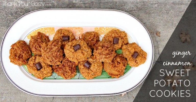 These sweet potato cookies are full of warm ginger and cinnamon, and made with a gluten free oat flour blend. Vegan and low sugar, you'll love these treats!