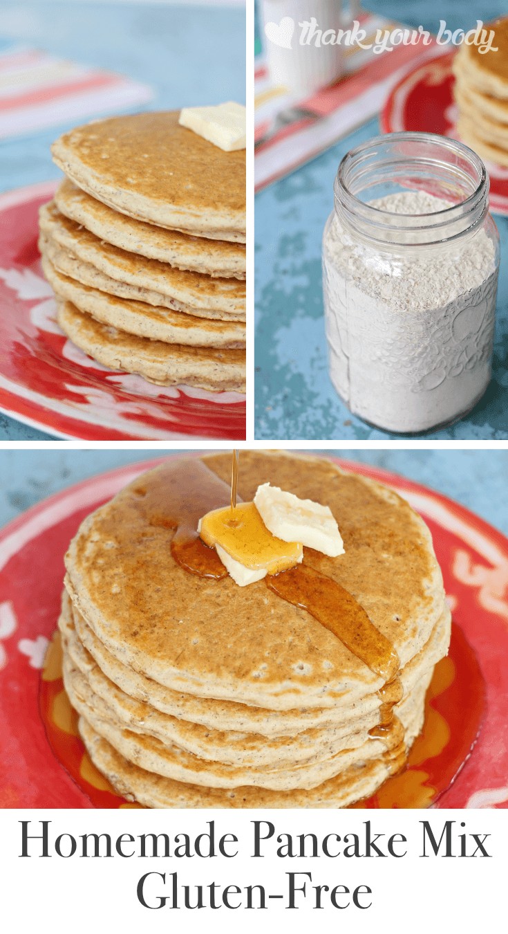 This gluten-free pancake recipe is also a homemade gluten-free pancake mix! Making a nourishing breakfast is so easy now with this flax-seed pancake recipe.