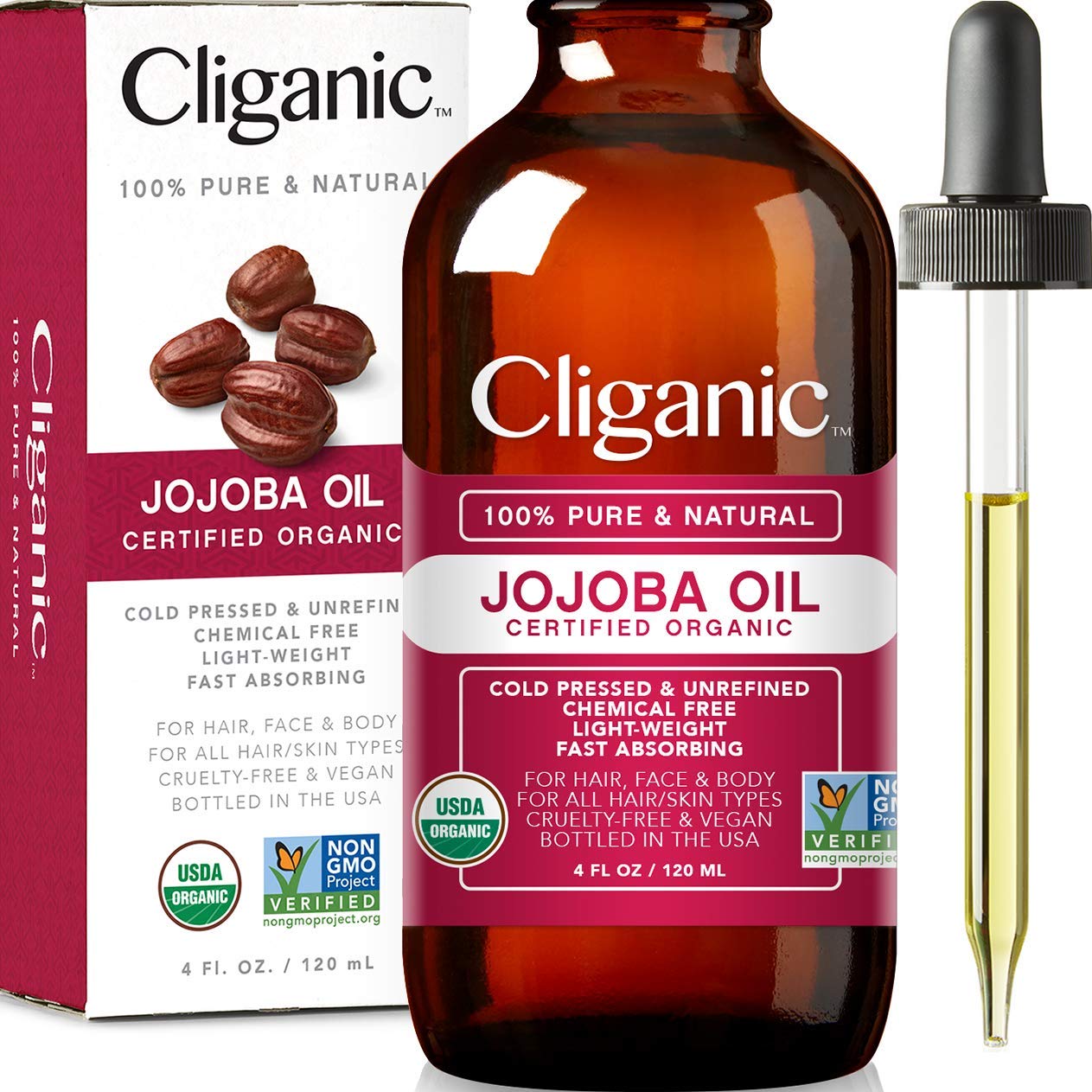 cliganic cold pressed jojoba oil