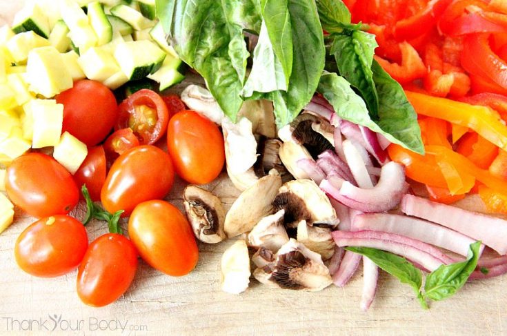 Pasta with Vegetables and Garlic Cream Sauce